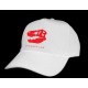Dinoapp white cap with red skull logo